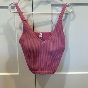 Pink padded cropped tank top